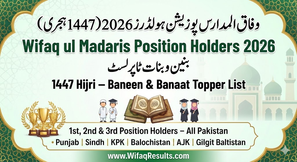 Wifaq ul Madaris Position Holders 2026 1447 Hijri Baneen Banaat Topper List